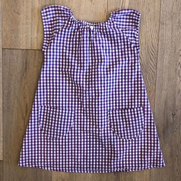 Olive Juice Purple and White Checkered Cap Sleeved Dress w/ Pockets, Girls 6 - Picture 1 of 6